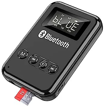 Receptor De Transmisor Bluetooth 5.0, Adaptador De Transceptor Recargable Inalámbrico Portátil Con Conector De 3,5 Mm, Compatible Con Reproducción De Tarjeta TF/transmisión De FM, Para Altavoces