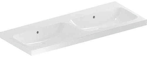 Geberit iCon Light Doppelwaschtisch, 120 cm x 48 cm, ohne Hahnloch, mit Überlauf,501838, 501.838.00.3, Farbe: Weiß