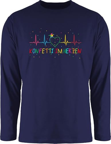 Shirtracer - Langarmshirt Herren Langarm Shirt - Karneval & - Konfetti im Herzen Herzschlag Fasching I