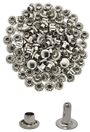 100 remaches de hierro con cabeza y vástago, fabricado en Italia, varios tamaños disponibles, fáciles de aplicar (7 x 10 mm)