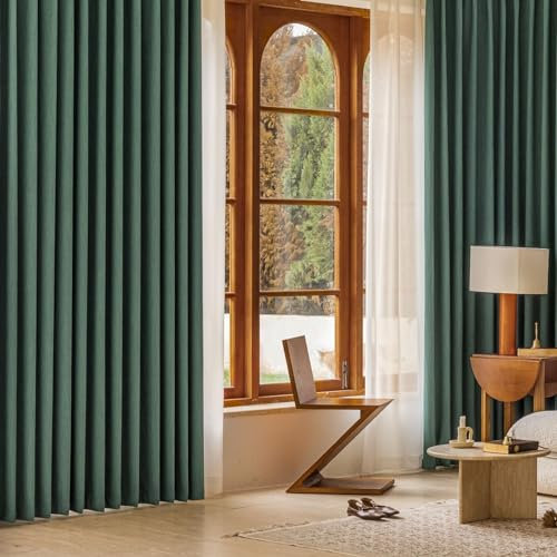 Bishilin Gardinen Blickdicht 2er Set 96x115CM, Verdunklungsvorhänge mit Ösen Französisch Einfarbig Chenille Vorhänge Grün Schlafzimmer Kinderzimmer Jugendzimmer