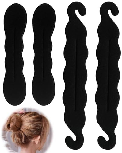 4 Stück Magischer Haarknoten Haarhalter Schwamm Clips Haar Styling 4er Set Magische Haarknoten-Halter, Schwamm-Clips für Haarstyling, Donut Brötchen-Haartwister, Lockenwickler-Tools, Groß und Klein