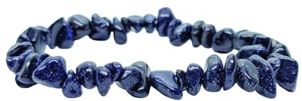 firstonthesun Blaufluss Splitter-Armband [blau] | Polierte Edelsteine & Kristalle | Trommelstein-Bändchen | Elastisches Gummiband | Unisex | Spiritualität