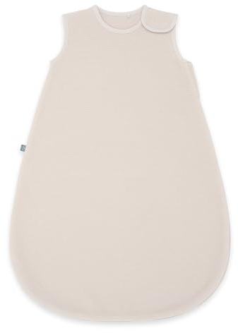 emma & noah Merinowolle Baby Schlafsack 1.0 TOG, Ganzjahres Schlafsack für den Frühling, Sommer und Herbst, 100% Wolle, Strampelsack für Neugeborene (Essential Beige, 60)