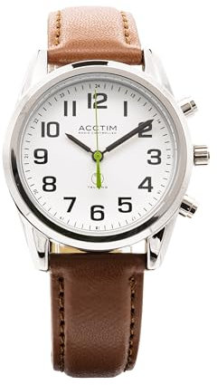 Acctim 'Dunwich' 35mm Radio Controlled Talking Watch on Brown Strap
