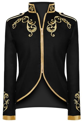 AJGEGJE Medieval Steampunk Vintage Coat Men, Medieval Gothic Tailcoat Frock, Victorian Renaissance Halloween Adult Tailcoat (L)