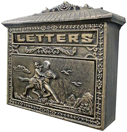 Boîte aux lettres murale - Bronze Vintage Aluminium Résidentiel Boîte aux lettres sécurisée à verrouillage Boîte aux lettres en fonte d'aluminium Boîte aux lettres artisanale Boîte aux lettres rétro