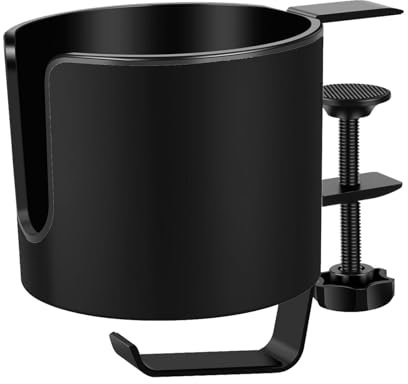 portavasos de escritorio, portavasos para escritorio - Abrazadera para portavasos de mesa 2 en 1,Organizador de agua y café antiderrames, portavasos de mesa con colgador giratorio para auriculares par