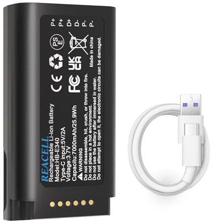 REACELL 7000mAh Rechargeable Battery Compatible for Eufy E340 C31 Video Doorbell, 3.7V Backup Battery Long-Lasting, Quick-Release, Easy to Install and Remove, Pack with USB-C Cable (2026 New Version)