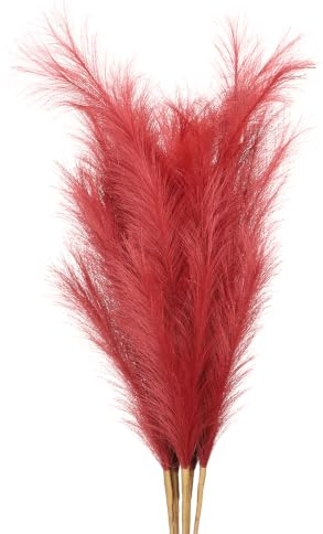 PATIKIL Decorazione Pampas Alta 37,8 pollici Rosso Scuro 7pz | Grandi Pampas Artificiali Sfusa Erba Finta, Lunga Soffice Essiccata, per Casa Decor Boho Vaso Matrimonio Parete Pavimento