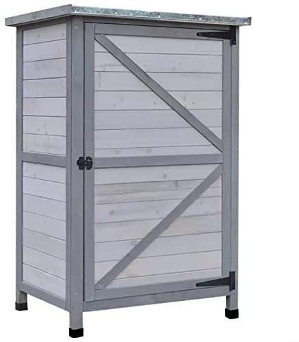 SGKOMN Garden Shed with Galvanized Roof Outdoor Storage Cabinet with Shelves with Potting Benches Outdoor Work Station Table (Gray)