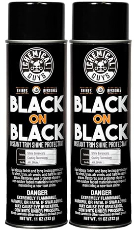Chemical Guys Black On Black Trim Shine - 2 Pack,11 oz Each, Sprayable Dressing for Trim, Tires, Plastic & Vinyl High Gloss Finish, Dry-to-The-Touch, Easy Spray Application