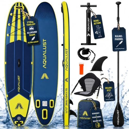 Aqualust SUP Board Sitz Paddel 2 Personen Standup Paddle Stand Up Paddling