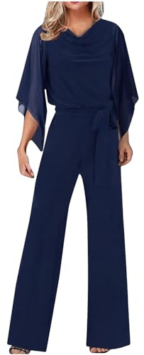 AMDOLE Women's Jumpsuit Elegant Wedding Pant Suit Summer Long Jumpsuit Casual Pant Suit 3/4 Sleeve Solid Color Jumpsuit High Waist Jumpsuit Jumpsuit Holiday Jumpsuit Ladies Warm up Pants