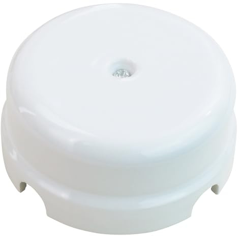 OASHISU Caja de derivación de porcelana para instalaciones de 4 orificios para entrada/salida del cable. Cubre cables y cubrecables de cerámica, Ø 78 mm Prof. 35 mm, color blanco