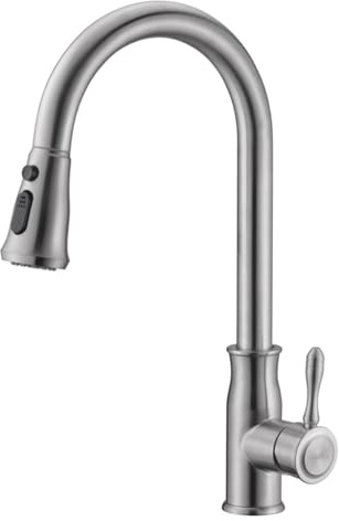 XJTNLB Rubinetto con Doccetta Estraibile Miscelatore Cucina Spazzolato con 2 Modalità di Spruzzo Girevole a 360° Rubinetto Collo di Cigno