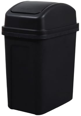 Mülleimer Küche mit Schwingdeckel 10L, Geruchsdicht Abfalleimer geruchsdicht mit deckel, Robust Recycelbarer Kunststoff Papierkorb Rechteckig Tonne für Abfall, Recycling, Familie, Büro (Schwarz)