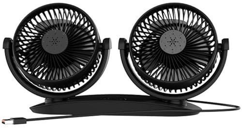 Setauoo Ventilador USB Para Coche | Ventilador USB De Escritorio Con Doble Cabezal - Fuerte Flujo De Aire Con Rotación 360° Circulador Para Interior De Vehículos Y Espacios Interiores