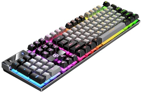 104 Keys Wired Game Keyboard, Mechanical Luminous for PC, Input Devices with Desktop Design, Computer Keyboards for Gamers, Enchasing Experience, and Outdoors 17.13x5.12x0.98 inches