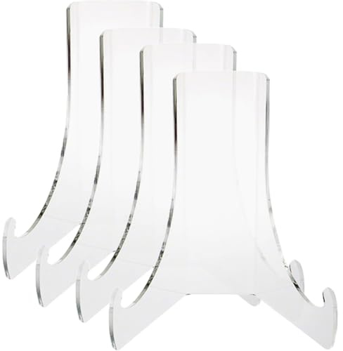 ULTECHNOVO Chevalet Plastique Transparent 4 Pièces Support Acrylique Transparent Pour Photos Assiettes Et Cartes Présentoir De Table 2.95X2.56X2.24In Décoration Maison Mariage Cuisine