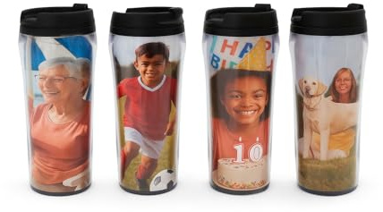 Boscul Personalised Photo Custom Travel Mug Add Your Photo or Image 450ml Black Double Wall