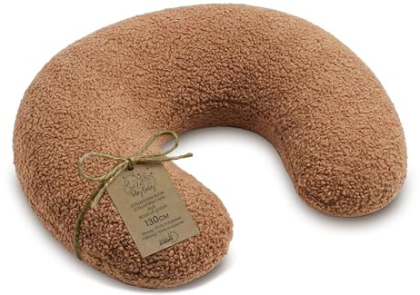 Amningskudde baby 130 cm C-form nyfödd Nursing Pillow – avtagbart Bouclé-överdrag ergonomisk tvättbar spädbarn amningsstöd mjuk bekväm halvmåne Oeko-Tex Pumpkin