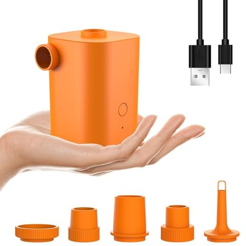 BlissfulAbode Tragbare Elektrische Luftpumpe 300L/min 3000Pa Kabellos Wiederaufladbar mit 5 Düsen für Aufblasbare Pools Luftmatratzen Boote Sofas und Strand Camping Gebrauch