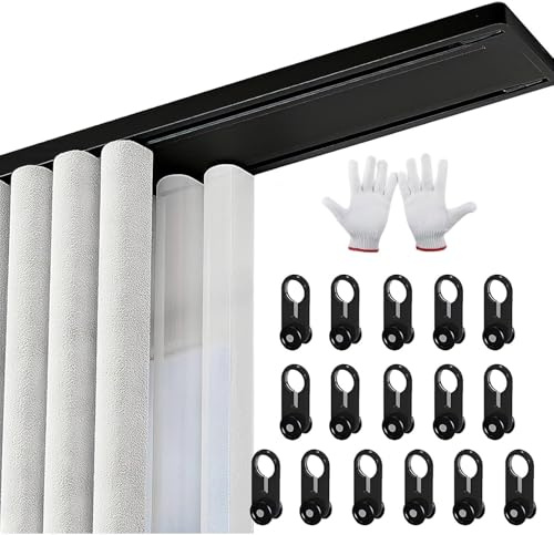 Binario for tende montato a soffitto for a doppia fila Divisorio for for in alluminio Pali for silenziosi for soggiorno camera da letto(Black,3.00m/9.8FT)