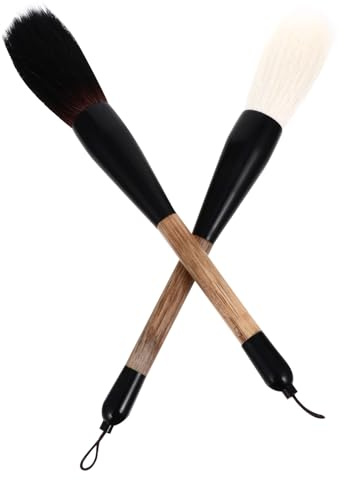 UKCOCO Pinceles de Caligrafía China 2 Unidades Set Grande Pelo de Oso y Pelo de Cabra, Pincel para Escritura y Pintura Tradicional, Arte Sumi, Adecuado para Caligrafía y Dibujo Artístico