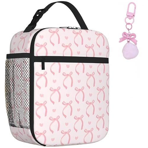 TIANCANCAN Insulated Lunch Bag for Adults & Kids, 6.5L Cool Girls Lunch Box Bag for Girl Women, Tough & Spacious Cooler Bag Bento Lunch Boxes for Adults & Girls (Bow+Heart)
