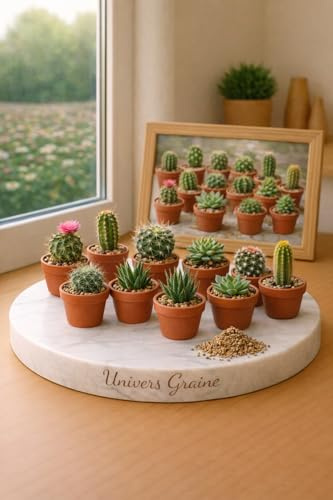 30 Graines Mini Cactus assortis – Mélange de 10 variétés de cactus et succulentes – Graines de plantes grasses – Semences décoration intérieur – Fleur Jardin - 476