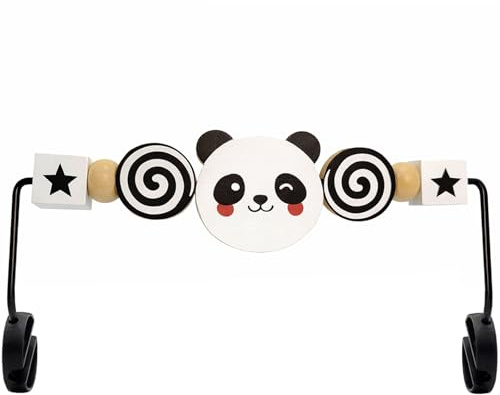 Kinhzrude Leksak för babygunga, kompatibel med BabyBjorn Rocker Balance Soft & Bliss, roterande lekbåge i trä för spädbarn, sensoriska utvecklingsleksaker (svart-vit panda)