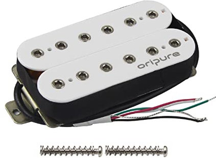 OriPure Alnico 5 Doppelspulen-Tonabnehmer 13,5-14,5 K 52-mm-Bridge-Gitarren-Humbucker-Tonabnehmer 12 einstellbare Sechskantschrauben-Polstücke für E-Gitarren-Part