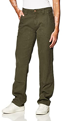 Dickies Women's Stretch Duck Double Front Carpenter Pant Pants, Rinsed Moss Green, 10