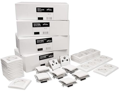 McPower Flair - Steckdosen Set | Einfamillienhaus Profi | 95-teilig, Klemmanschluss, weiß, matt