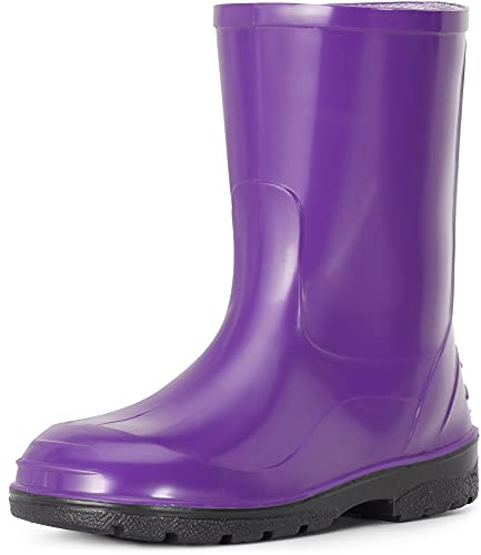 Ladeheid Botas de Agua Zapatos con Suela Antideslizante Botas de Goma Lluvia para Niña Unisex Rainboots de Caucho para Niños Botines para Niñas LA-939 (Morado, 35 EU)