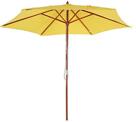 Mendler Parasol Florida, parasol de jardin parasol de marché, Ø 3m polyester/bois - jaune