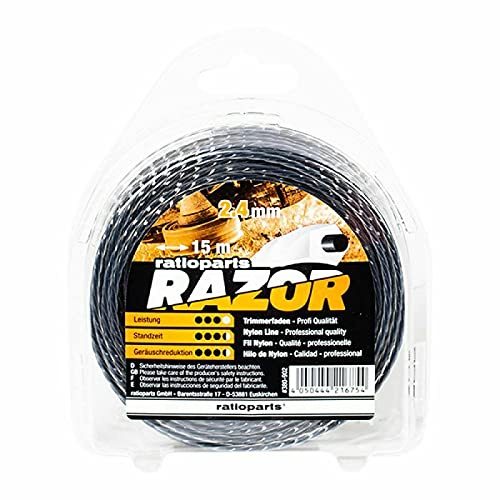 RATIOPARTS Razor Nylonfaden 2,4 mm 15 m Trimmerfaden 5-Kant gedreht Mähfaden