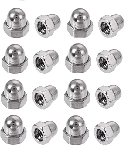TERF® M16 Kuppelmuttern, Hülsenmuttern, Hutmuttern, M16 (16 mm), Stahlkuppelkappe, Sechskantmuttern, Abdeckung – 4 Stück