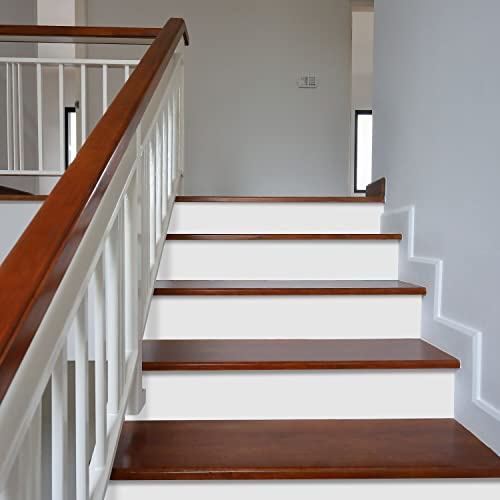 funlife 3 Strips Peel and Stick Stair Risers Stickers, Self Adhesive Vinyl Stair Stickers Decals, Staircase Murals Decor for Steps, 47.24x7.08, Pure White