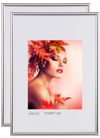IDEAL TREND 2er 3er 5er Pack Bilderrahmen Kunststoff Lifestyle Foto Rahmen Collage KYOTO: Farbe: 2er Pack Silber | Format: 50x70