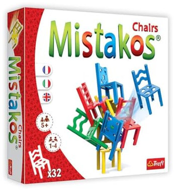 Trefl - Mistakos Stühle - Geschicklichkeitsspiel für die Familie, Chairs Social Game, Bauturm Spaß für die ganze Familie, für Erwachsene und Kinder über 5 Jahre, 02321