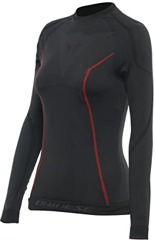 Dainese Thermo LS Lady, Motorrad Thermounterhemd Funktionsshirt Langarm Atmungsaktiv, Damen, Schwarz/Rot, L/XL
