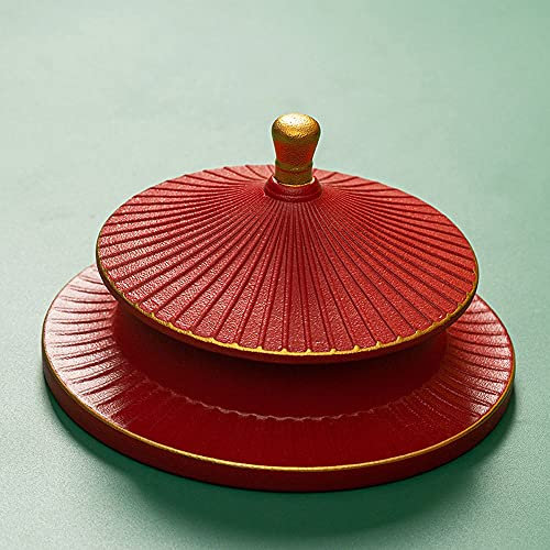 YANAIL Keramik -Aschenbecher Mit Deckel, Handbemalter Goldener Farbe, Wasserdichtes Und Langlebiger Großer Kapazität, Gebogener Zigarettenhalter/Rot