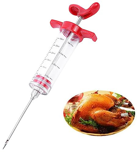 HREDZEO Jeringa de Cocina para Marinar,Inyector de Condimento Jeringa para Inyector de Carne Agujas Turquía Baster Herramienta para Cocinar en Casa y Hacer Barbacoas