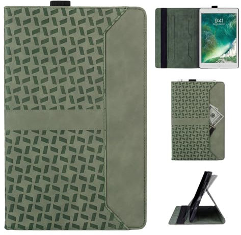 Rostsant Coque pour iPad 9.7 Pouces 6. Generation 2018/5. Generation 2017 /iPad Air 1/2 Modell A1822 A1823 A1893 A1474 A1475 Support Rotation Multi Angle de Visualisation Sangle de Protection Verte