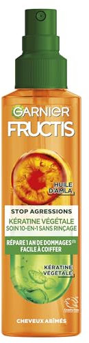 GARNIER Fructis - Spray Stop aggressioni - Trattamento arricchito con olio di Amla e cheratina vegetale, capelli danneggiati, senza risciacquo, 150 ml