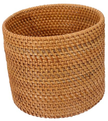 MAGICLULU Poubelle En Rotin Petite Corbeille À Papier En Osier Poubelle Tissée De Bureau Corbeille De Rangement Cylindre le À Papier Porte-Couverts Vase À Fleurs Pour Bureau