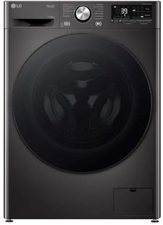 LG W4WR70E6YB, Frontlader-Waschtrockner 11-6 kg, Klasse A/D, 60x62x85 cm, Wi-Fi, AI Direct Drive, Tiefenreinigung mit Dampf, TurboWash 360, Große Kapazität, Außentür aus gehärtetem Glas, Schwarz