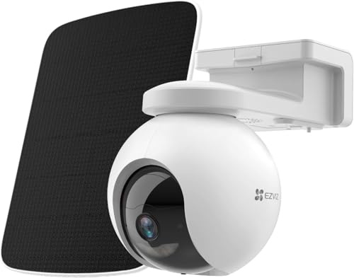 EZVIZ EB8 Kit 4G LTE övervakningskamera Utomhus med Uppladdningsbart Batteri 10400 mAh, 2K Trådlös Kamera 360° PTZ, Persondetektering och Aktivt Försvar, Tvåvägs Ljud, Inbyggd GPS